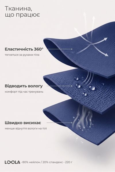 Комплект Loola темно-синие велосипедки с высокой посадкой и темно-синий топ с перекрестной спинкой LLK020404 фото